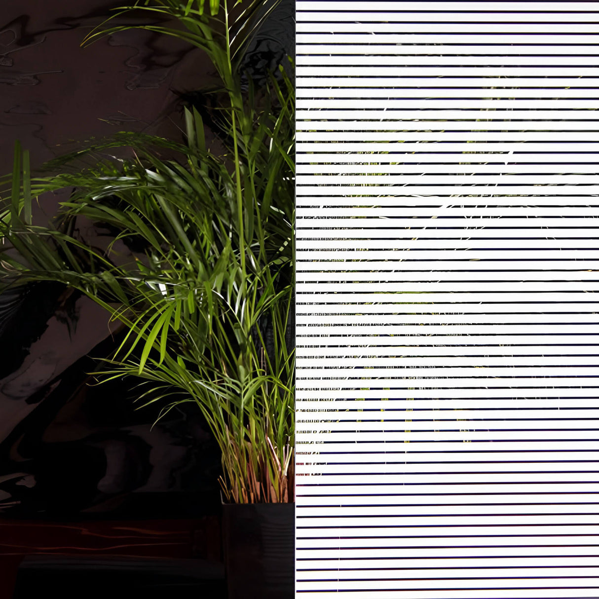 White Venetian Stripe Frosted Window Graphic